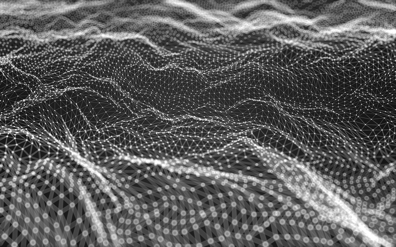 black background with white diffuse grid structure